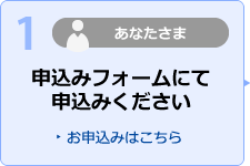 1：申込みフォームにて申込みください