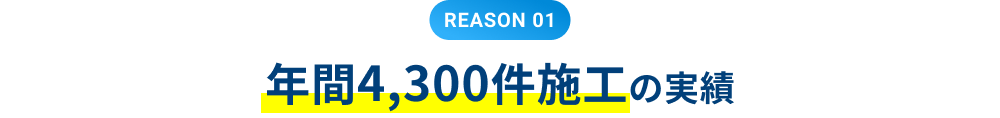 REASON 01 年間4,300件施工の実績