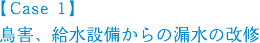 【Case1】鳥害、給水設備からの漏水の改修