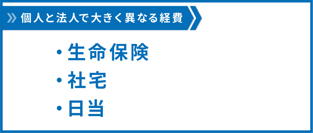 個人と法人で大きく異なる経費